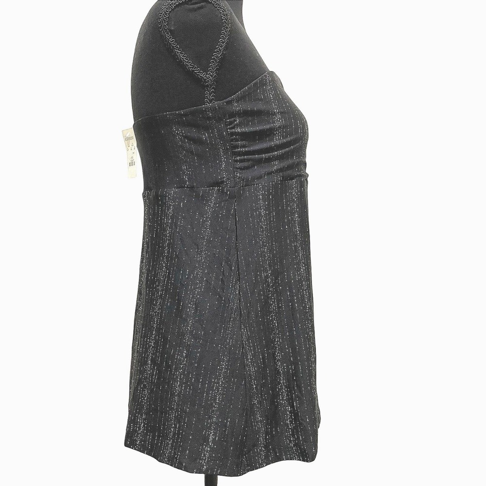 Vintage NWT EXPRESS Tube Top Strapless Black Silver Sparkly Large Y2K Club Party - Picture 2 of 12